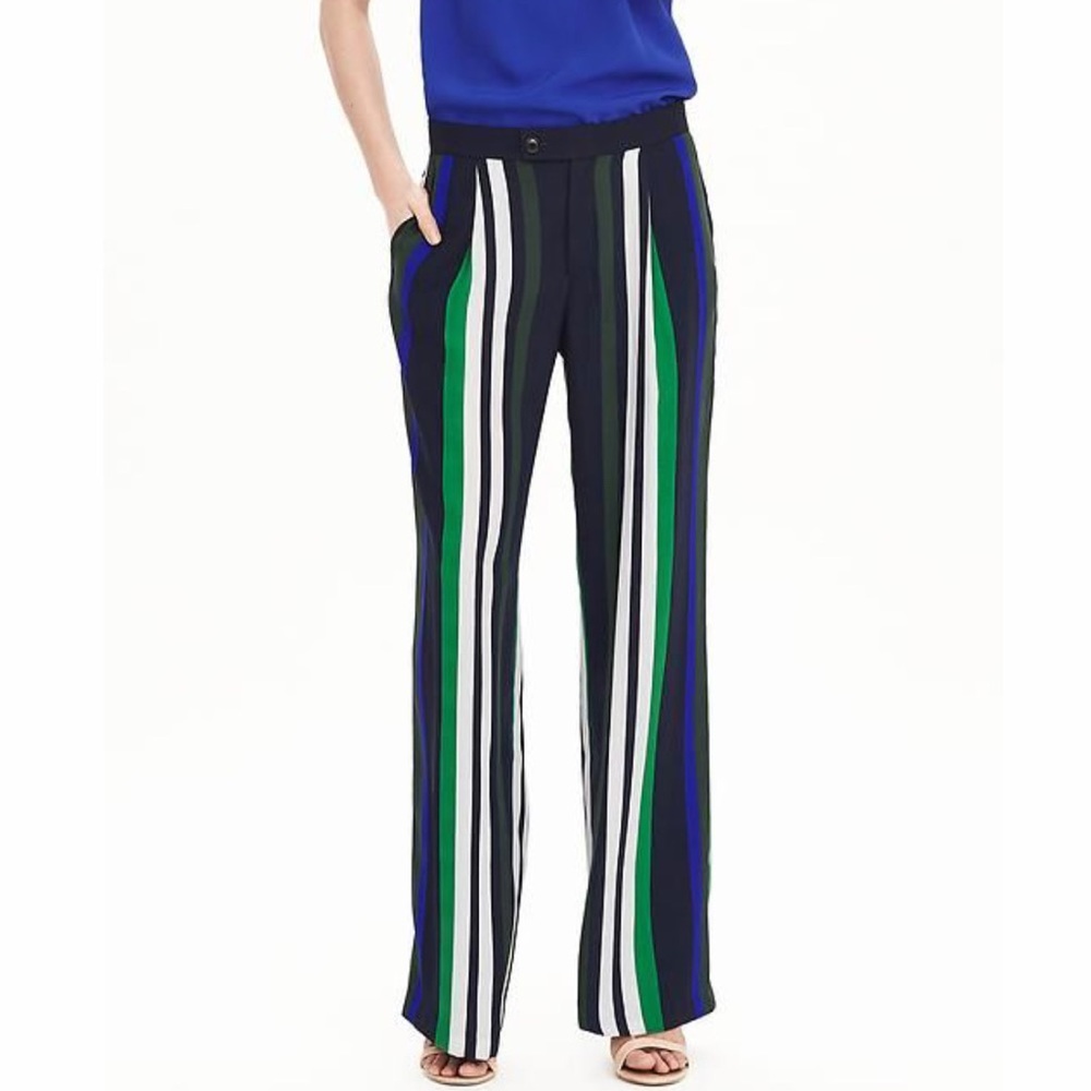 Banana Republic Blue Mirrored Striped Pants